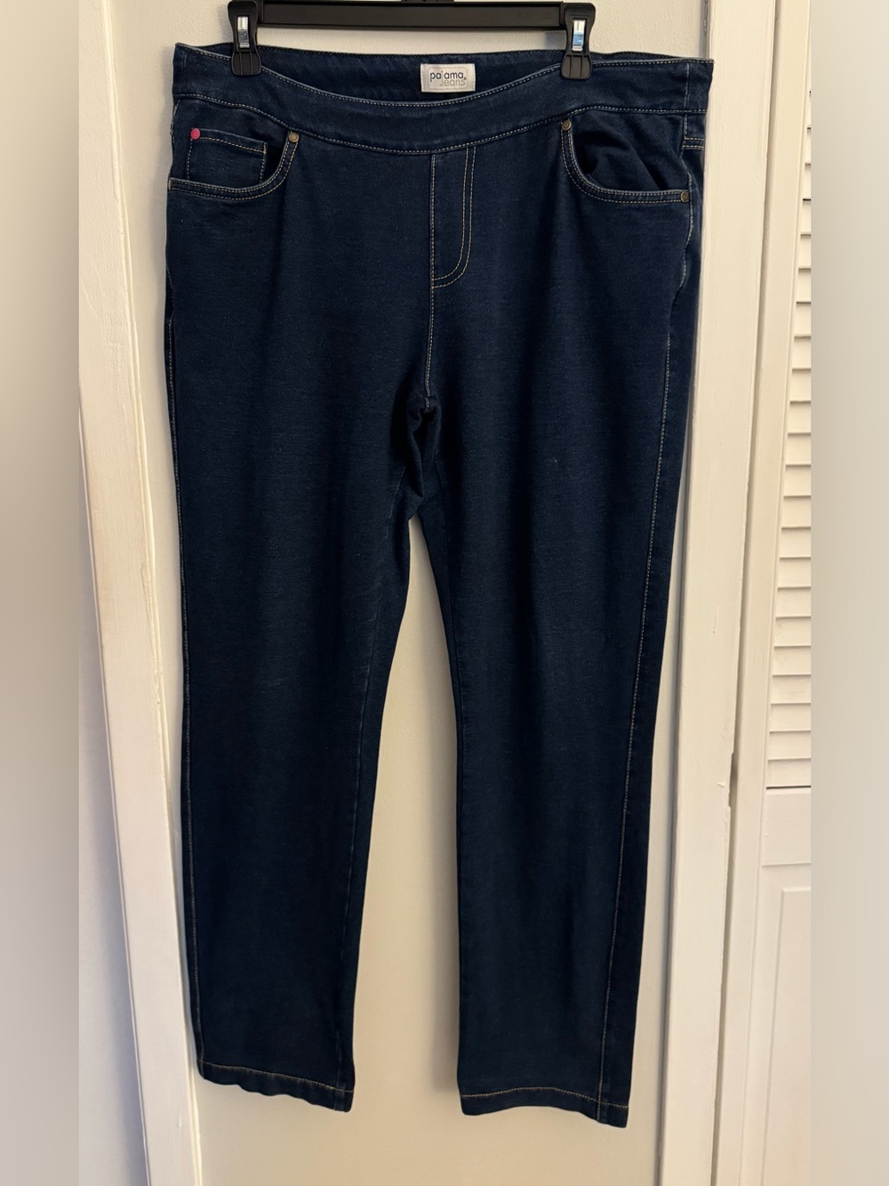 PajamaJeans Women’s Large Petite Dark Wash Stretch Pull-On Jeans